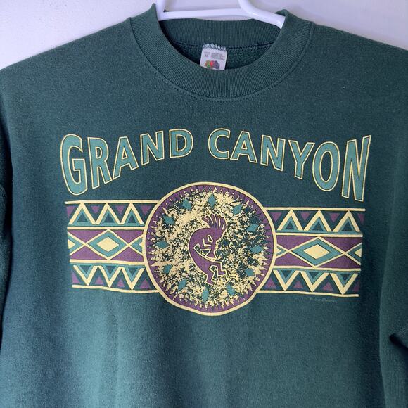 VTG Fruit of the Loom Grand Canyon Men's XL Kokopelli Sweatshirt Crewneck Green - Picture 4 of 4